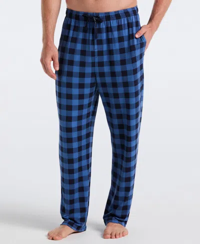 Perry Ellis Portfolio Men's Deluxe Touch Buffalo Plaid Sleep Pants In Blue