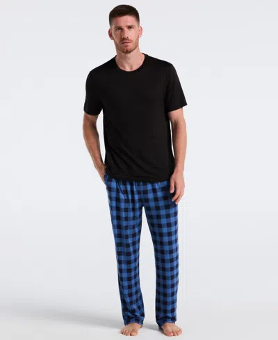 Perry Ellis Portfolio Men's Deluxe Touch Buffalo Plaid Sleep Pants In Blue