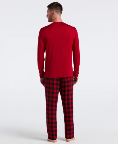 Perry Ellis Portfolio Men's Deluxe Touch Buffalo Plaid Sleep Pant In Red