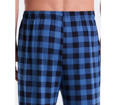 Perry Ellis Portfolio Men's Deluxe Touch Buffalo Plaid Sleep Pants In Blue