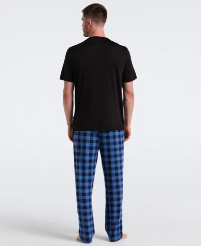 Perry Ellis Portfolio Men's Deluxe Touch Buffalo Plaid Sleep Pants In Blue