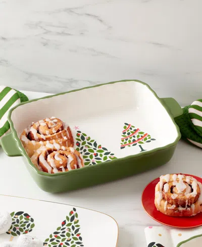 Kate Spade Evergreen Rectangular Scallop Baking Dish In Green