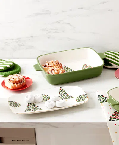 Kate Spade Evergreen Rectangular Scallop Baking Dish In Green