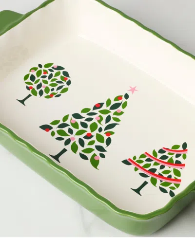 Kate Spade Evergreen Rectangular Scallop Baking Dish In Green