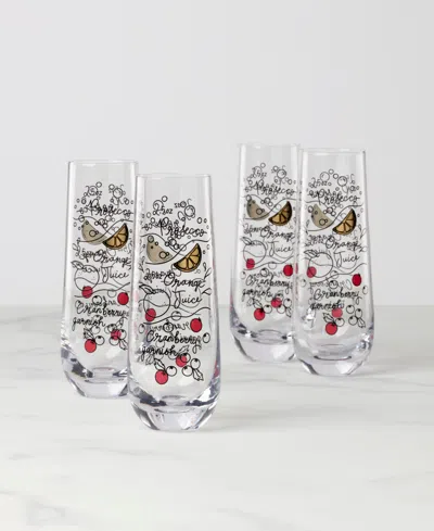 Kate Spade Make Merry Stemless Flutes, Set Of 4 In White