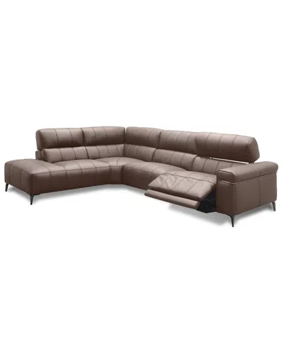 Macy's Wyndill 2-pc. Leather Sectional With 1 Power Recliner, Exclusively At  In Brown