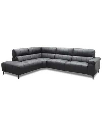 Macy's Wyndill 2-pc. Leather Sectional With 1 Power Recliner, Exclusively At  In Black