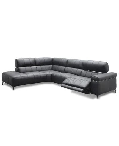Macy's Wyndill 2-pc. Leather Sectional With 1 Power Recliner, Exclusively At  In Black