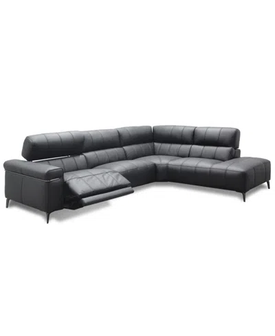Macy's Wyndill 2-pc. Leather Sectional With 1 Power Recliner, Exclusively At  In Black