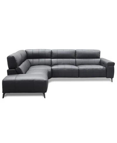 Macy's Wyndill 2-pc. Leather Sectional With 1 Power Recliner, Exclusively At  In Black