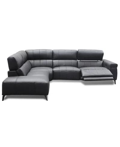 Macy's Wyndill 2-pc. Leather Sectional With 1 Power Recliner, Exclusively At  In Black