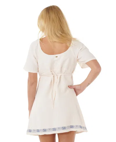 Rip Curl Oceanic Embroidered Linen Blend Minidress In Neutral