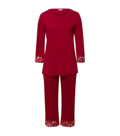 Hanro Moments Cropped Pajama Set In Red
