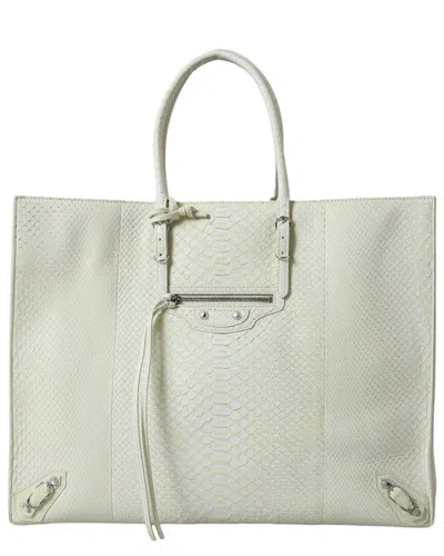 Balenciaga Python Tote In White
