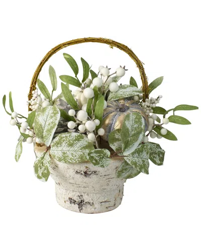 Northlight Gourds And Berries Fall Harvest Artificial Birch Basket Arrangement In Green