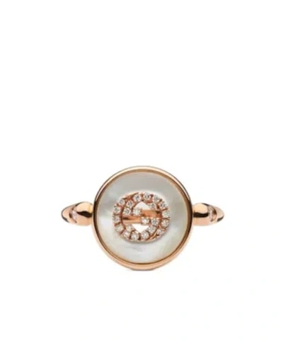 Gucci Interlocking 18k Diamond Ring In Gold