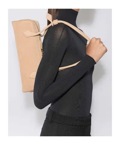 Alaïa Medium Leather Le Teckel Shoulder Bag In Sand