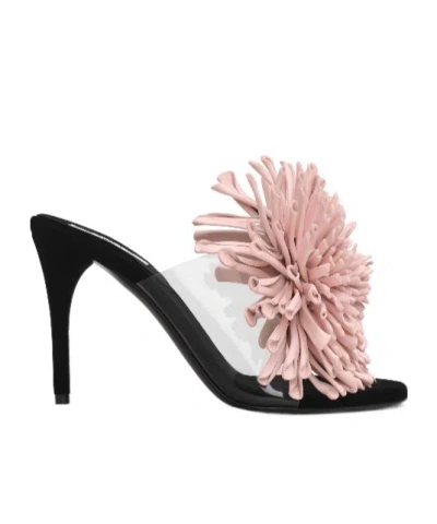 Alaïa Plexi Asymmetric Leather Flower Sandals In Pink