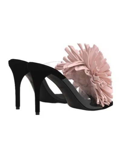 Alaïa Plexi Asymmetric Leather Flower Sandals In Pink