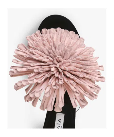 Alaïa Plexi Asymmetric Leather Flower Sandals In Pink