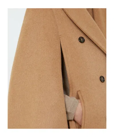 Max Mara Pordoi Double-breasted Cape In Brown