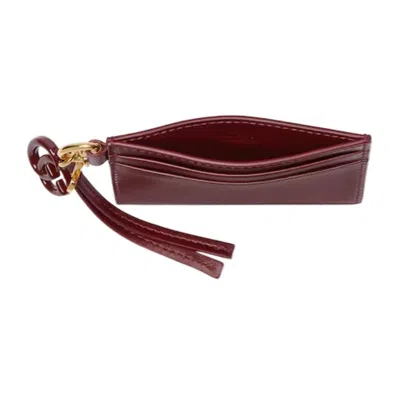 Gucci Card Case With Double G And Butterfly Charm In Red