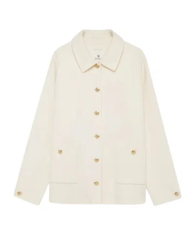 Anine Bing Wool And Cashmere Jacket With Long Sleeves In White