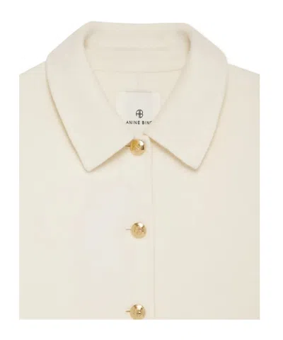 Anine Bing Wool And Cashmere Jacket With Long Sleeves In White