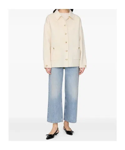 Anine Bing Wool And Cashmere Jacket With Long Sleeves In White