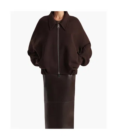 Khaite Odin Oversized Double-face Wool Jacket In Brown