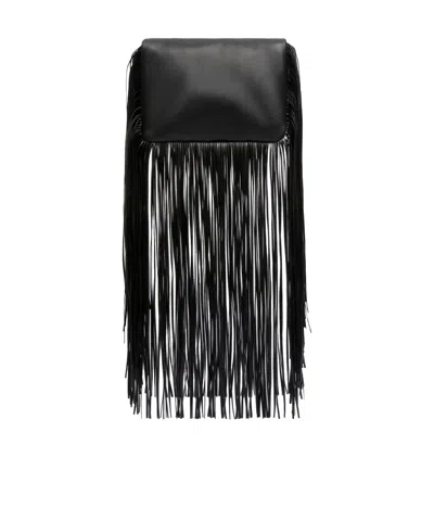 Max Mara Mini Soffy Bag In Nappa With Fringes In Black