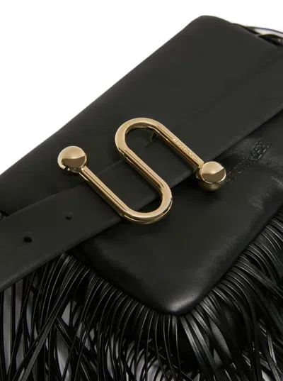 Max Mara Mini Soffy Bag In Nappa With Fringes In Black