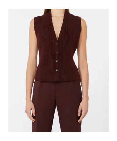 Max Mara Wool-blend Knit Waistcoat In Brown