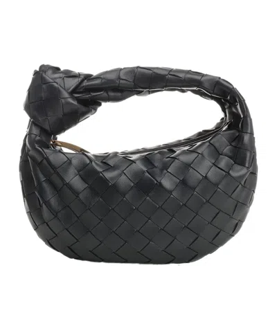 Bottega Veneta Women Mini Jodie Leather Handbag With Intrecciato Motif In Black