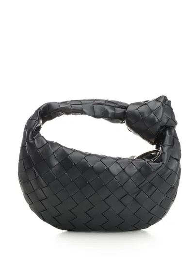 Bottega Veneta Women Mini Jodie Leather Handbag With Intrecciato Motif In Black