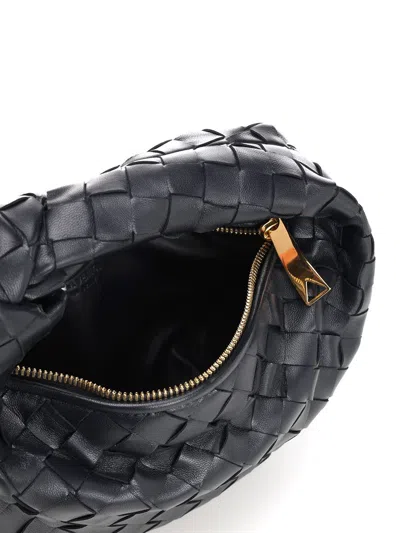 Bottega Veneta Women Mini Jodie Leather Handbag With Intrecciato Motif In Black
