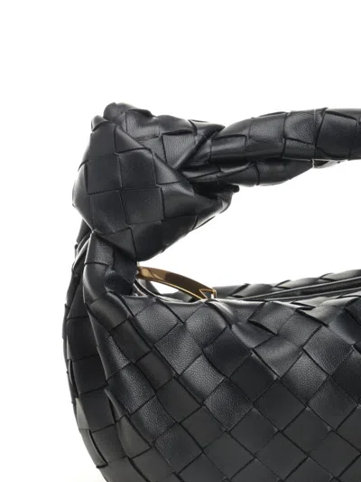 Bottega Veneta Women Mini Jodie Leather Handbag With Intrecciato Motif In Black