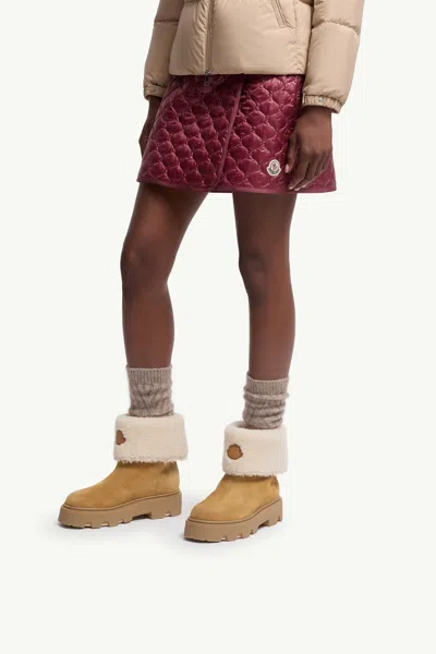 Moncler Aurea Suede And Shearling Mid Ankle Boots In Multi