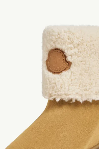 Moncler Aurea Suede And Shearling Mid Ankle Boots In Multi