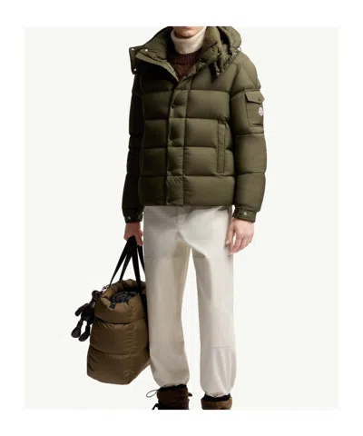 Moncler Maya 70 Hooded Short Down Jacket In Animal Print