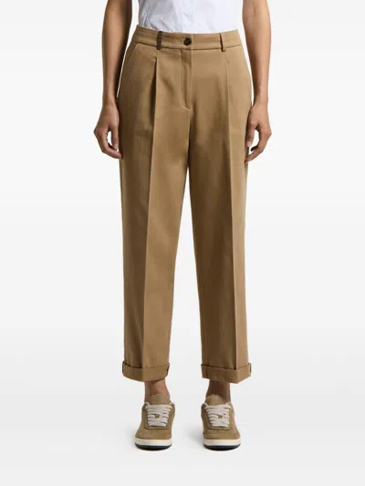 Peserico Wool Trousers Pleated Front Cuffed Hem In Animal Print