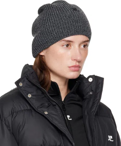 Courrèges Ribbed-knit Beanie In Gray