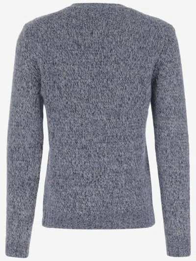Woolrich Men Navy Blue V-neck Pullover, Xl Luxury Sweaters & Knitwear For Men Darveys In Gray