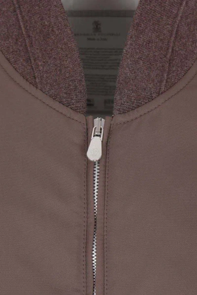 Brunello Cucinelli Bomber Jacket With Padding In Brown