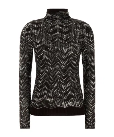 Missoni Chevron Pattern Knit Sweater With Mock Neck In Multi