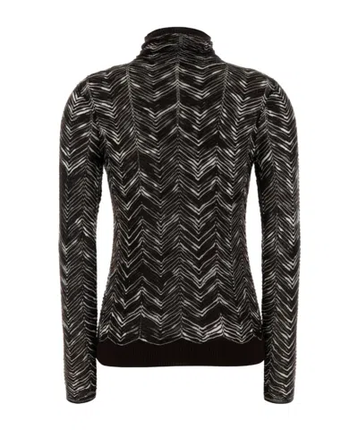 Missoni Chevron Pattern Knit Sweater With Mock Neck In Multi