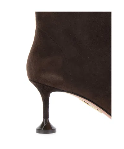 Aquazzura Brown Boots With High Stiletto Heel In Suede Woman In Brown
