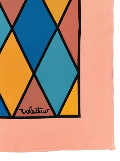 Valentino Geometric Pattern Lightweight Rectangular Scarf In Pink