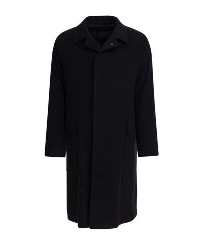 Tagliatore Mid-length Coat With Notch Lapel And Pockets In Blue