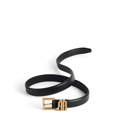 Balenciaga Women Leather Belt With Bb Editor Leather In Black